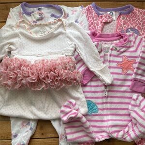 Gerber and Koala Baby Pink and White Baby Footies Set